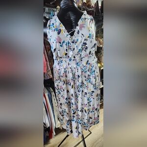 Lane Bryant Floral Maxi Dress - White, Pink, Blue, Yellow